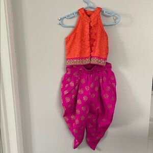 Indian baby girl 6-12 months dhoti Vibrant Pink and Orange Traditional Outfit